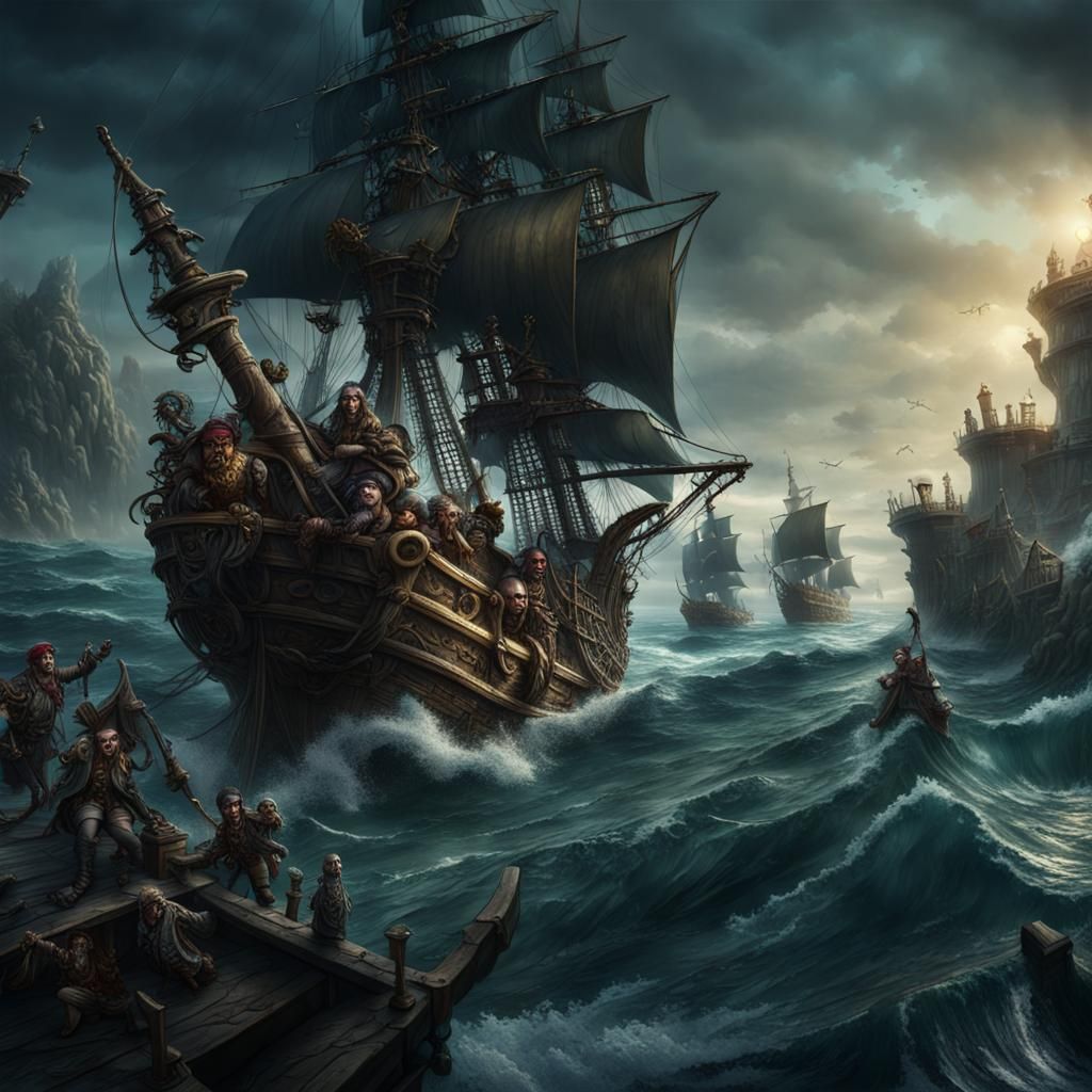 Undead Pirates Pillage the High Seas: Matte Painting
