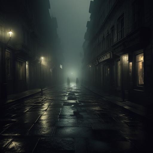 Dark Fantasy Medieval Street at Night