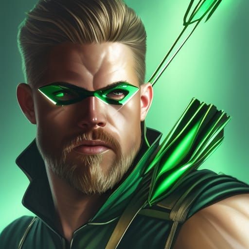 Green Arrow Portrait in Hyperdetailed Digital Art