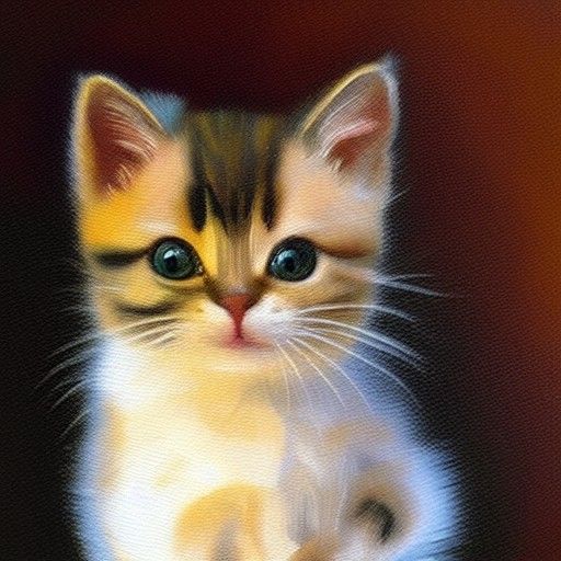 Cute Kitten in Water Bottle: Oil Painting