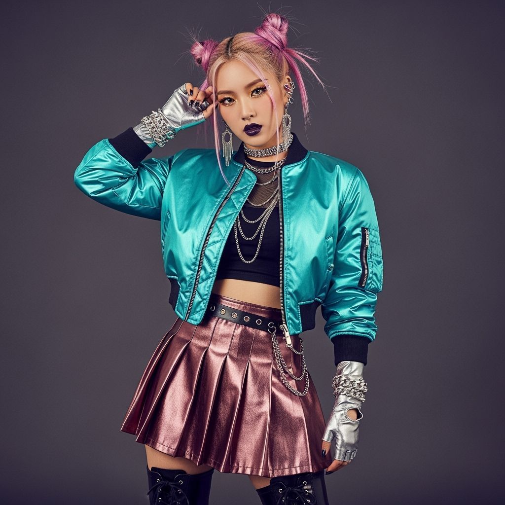 Futuristic K-Pop Idol Fashion: Holographic Glamour