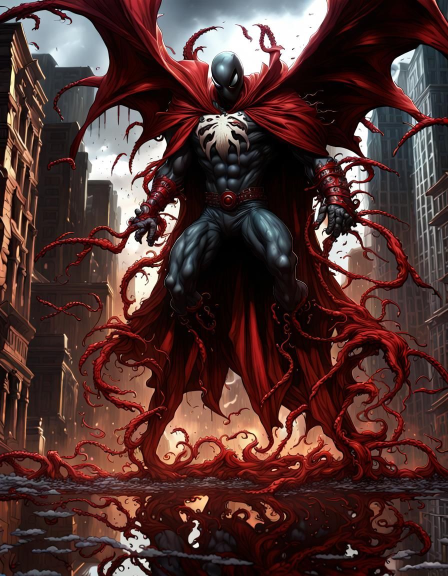Spawn Carnage Amalgamation Over Gothic City