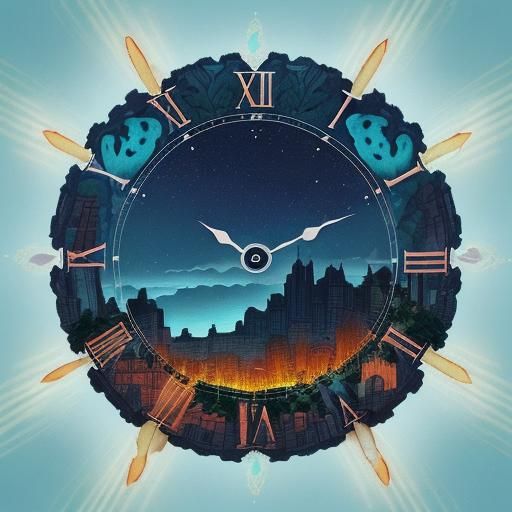 Surreal City of Time with Blue Jaguar Shaman