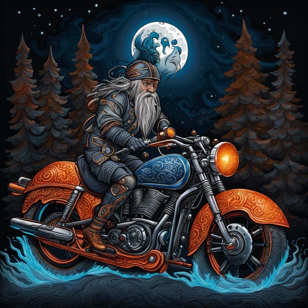 Futuristic Motorcycle with Celtic Symbols in Fantasy Art