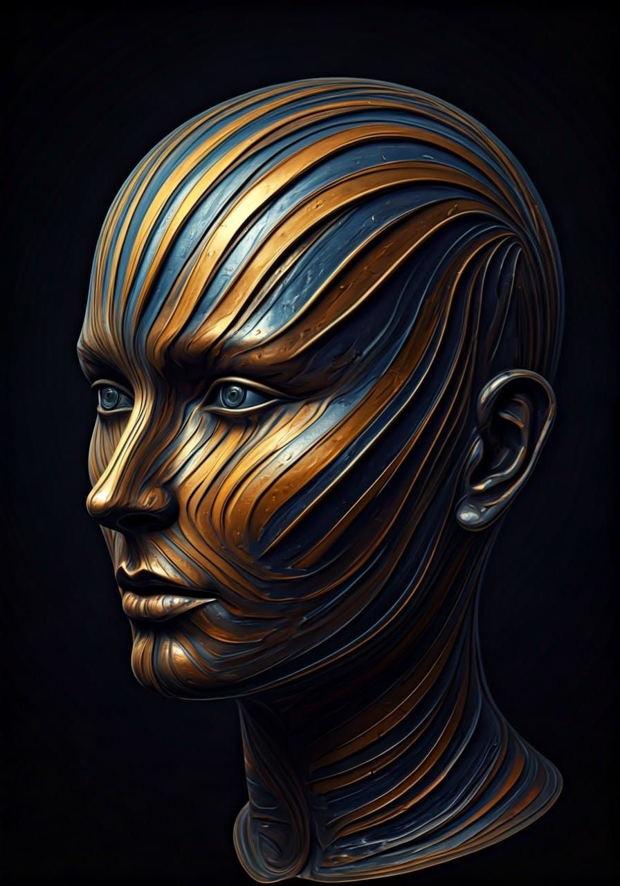 Crumpled Steelwool Pressured Linewaves Shiny Tenebrism