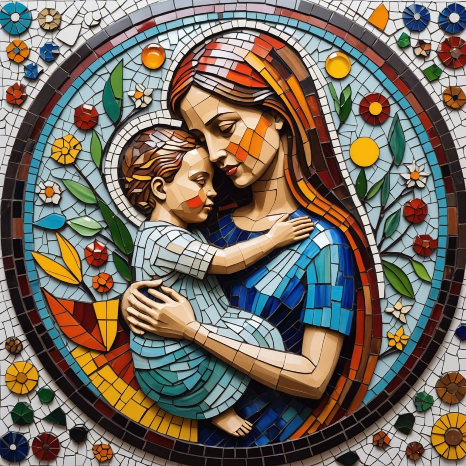 Colorful Mosaic Tile Art: Motherhood in Many Forms