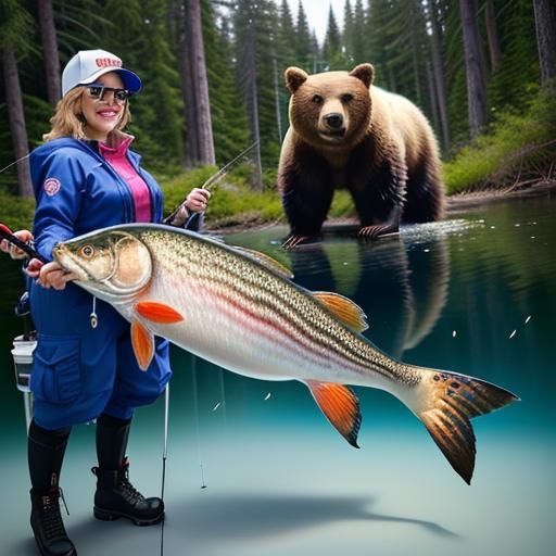 Hilarious Bear Photobombs Woman's Fishing Photo