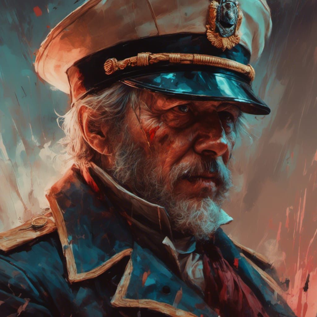 Hyperrealistic Portrait of Captain Enoch in Splash Art