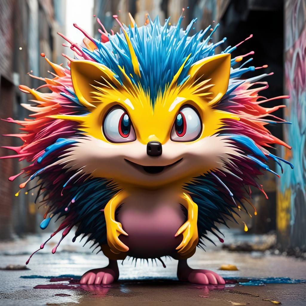 Electric Hedgehog Pokémon Sonichu in Graffiti Art