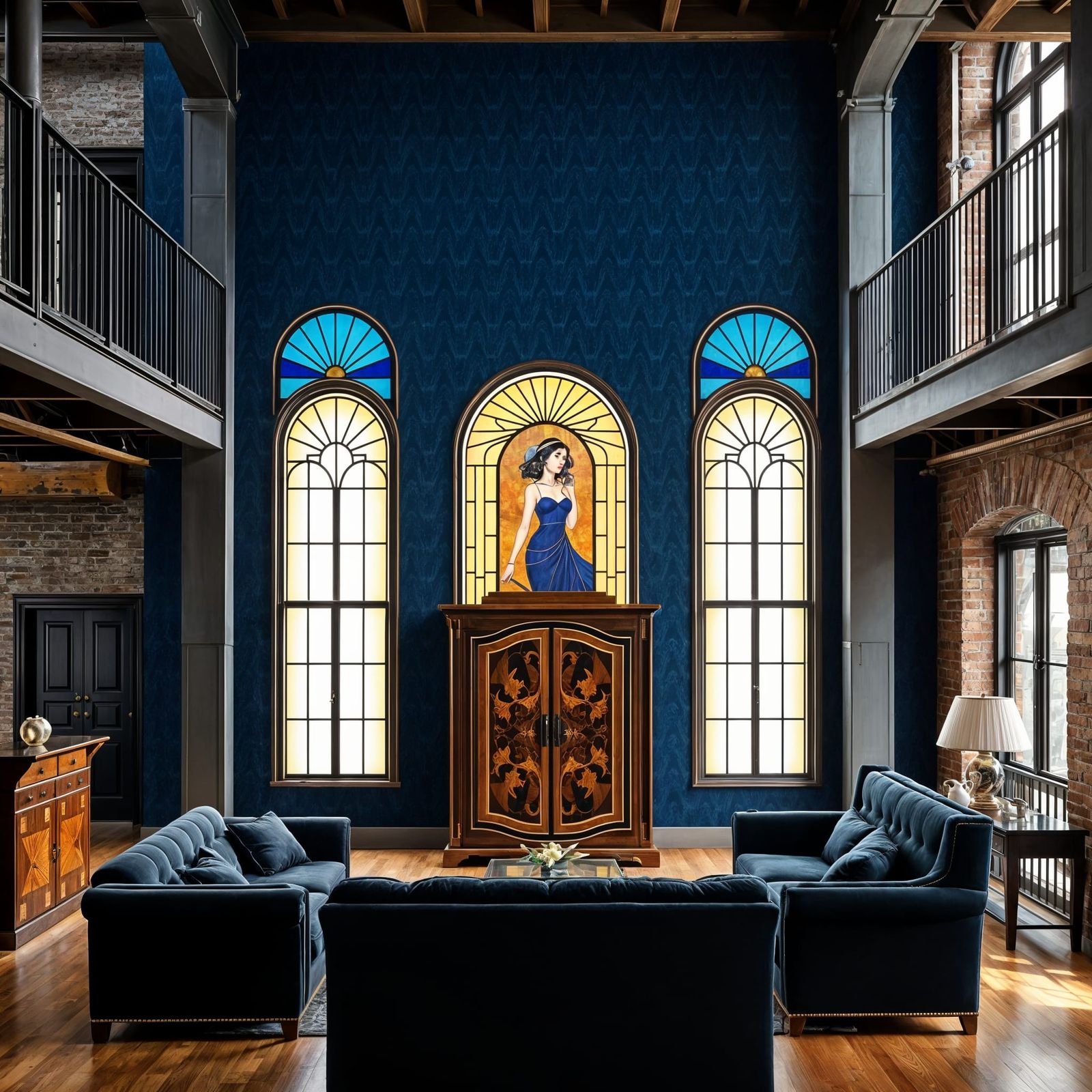 Art Deco Loft Conversion in Navy and Gold