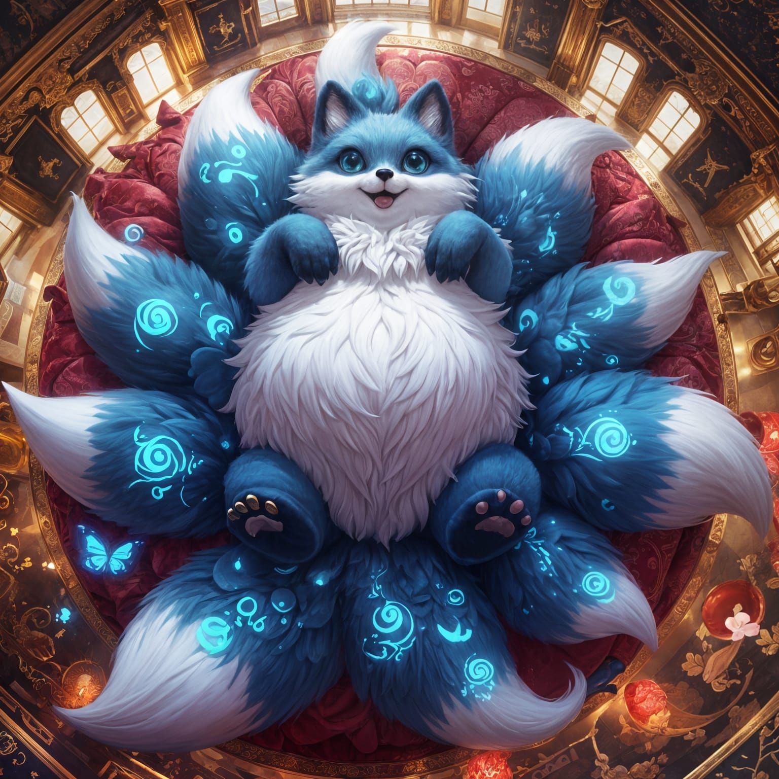 Cosmic Fox in Opulent Throne Room