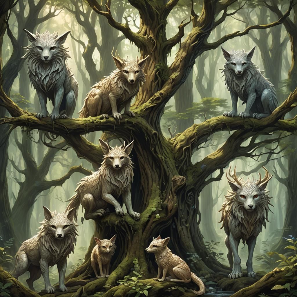 Magical Forest Guardian Blending with Nature