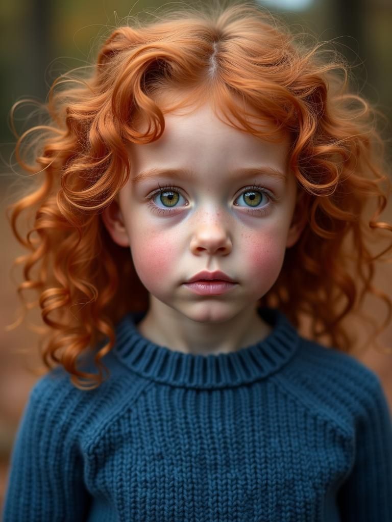 Hyperrealistic Portrait of a Girl with Red Hair
