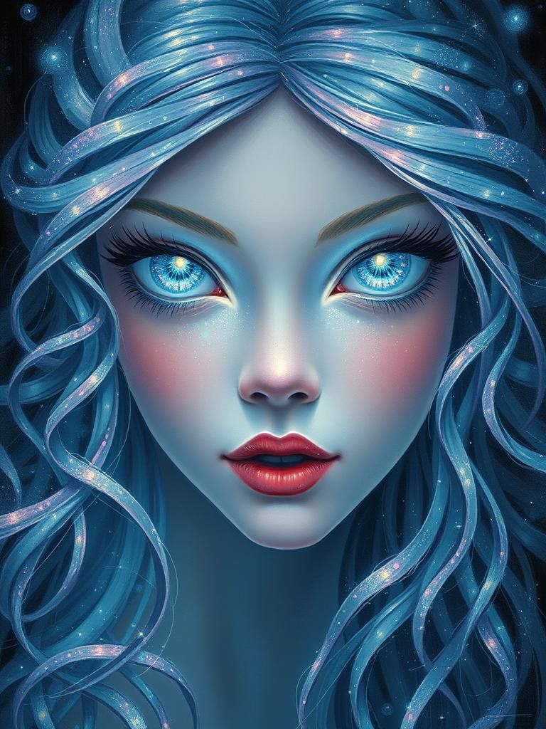 A mermaid with silver eyes