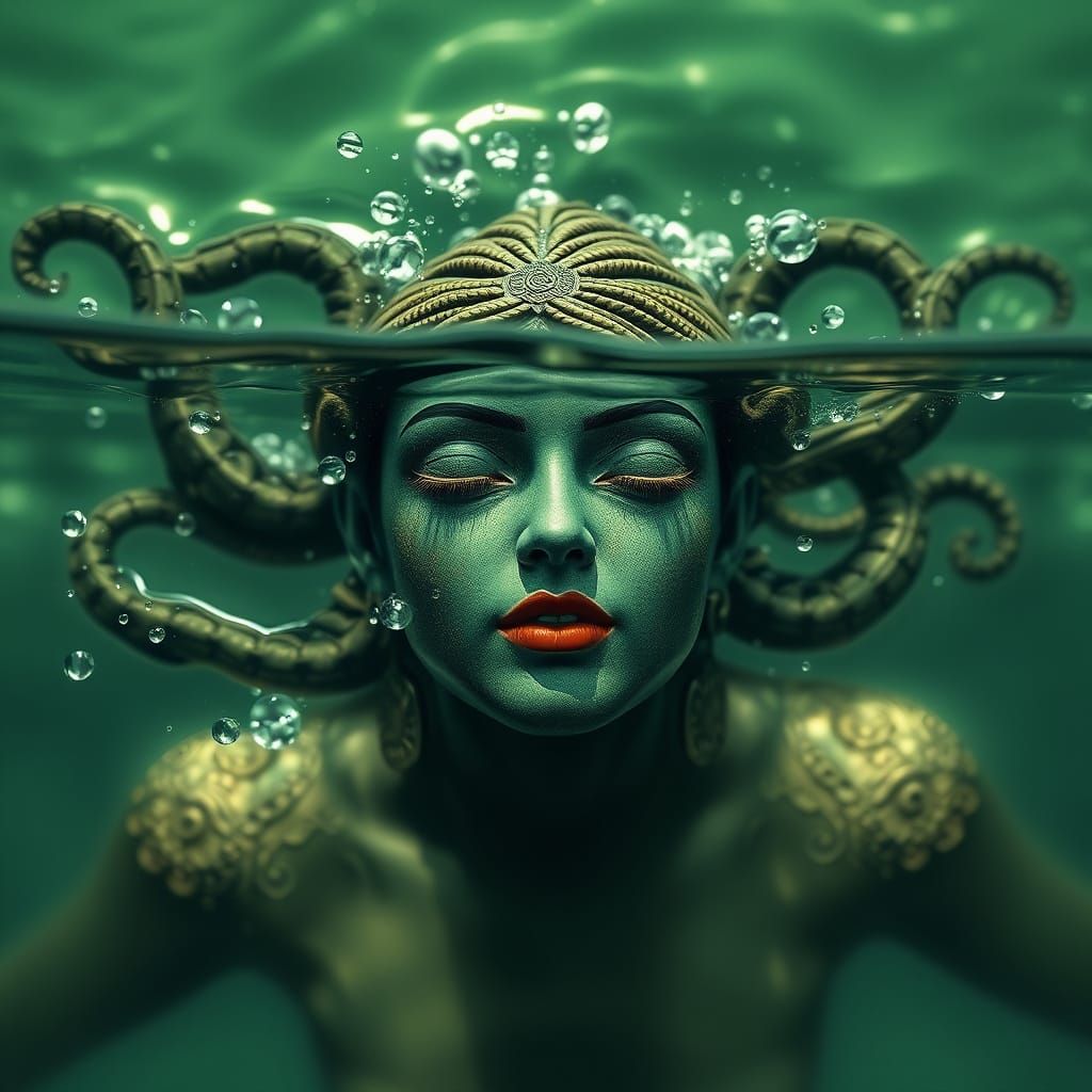 Green Tara in a Majestic Aquatic Scene