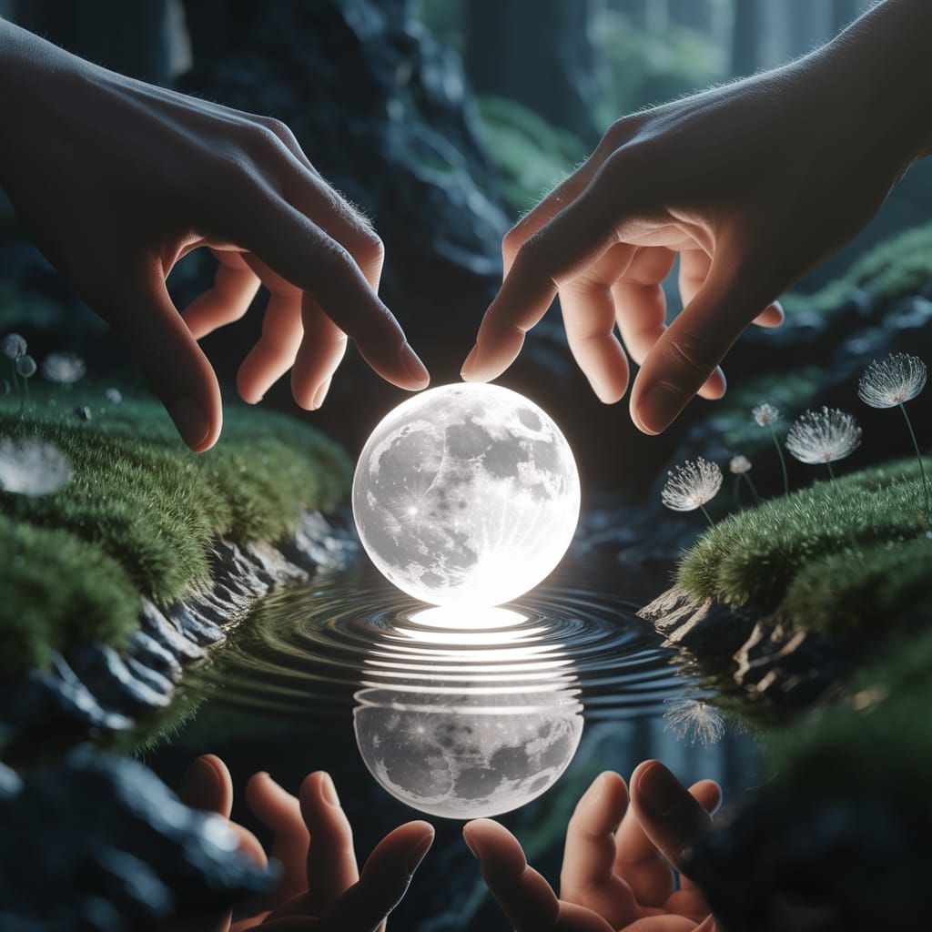 Gentle Moonlit Serenity in Dark Forest