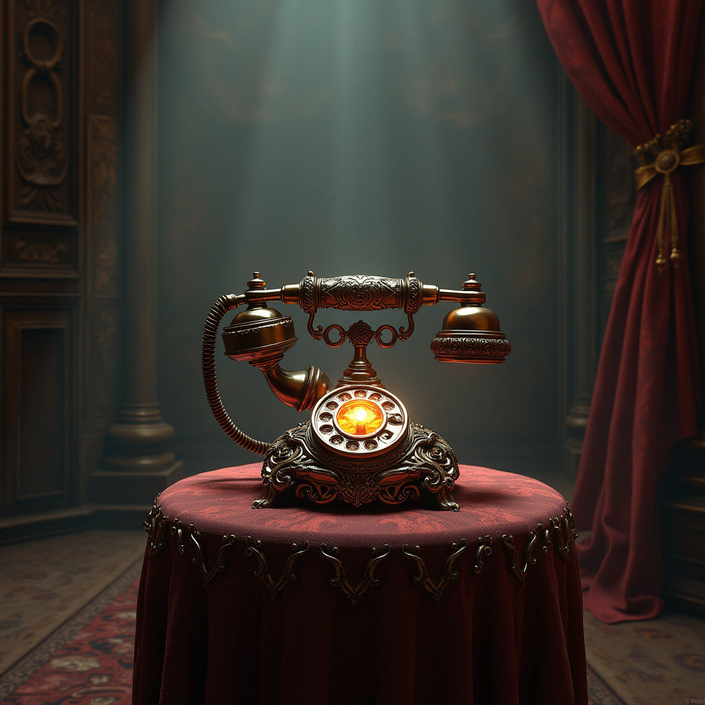 Mystical Vintage Telephone with Ethereal Filigree