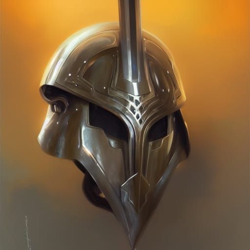 Hyperdetailed Portrait of Warrior with Steel Helmet