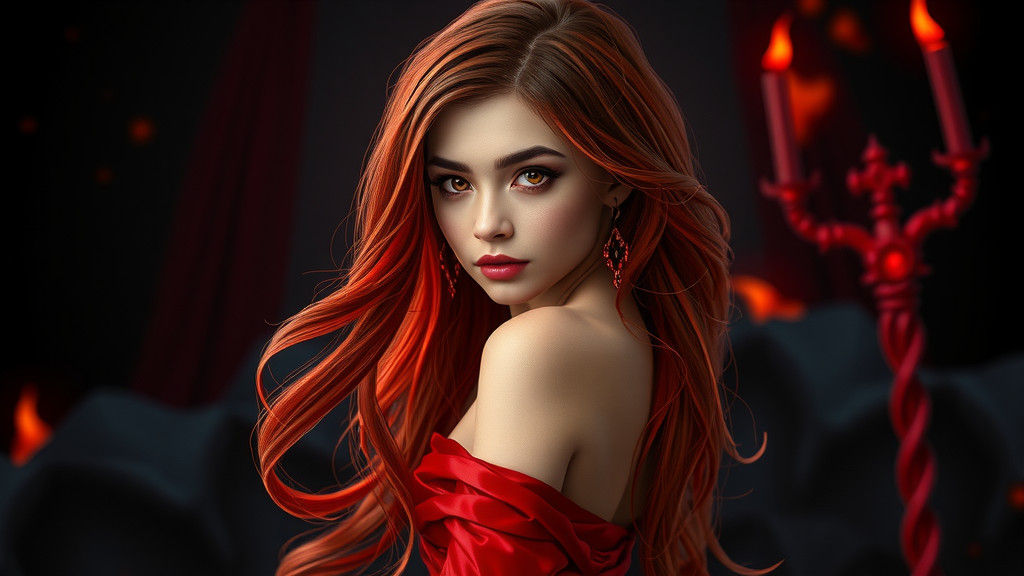 Fiery Princess of Hell in Dark Fantasy Style