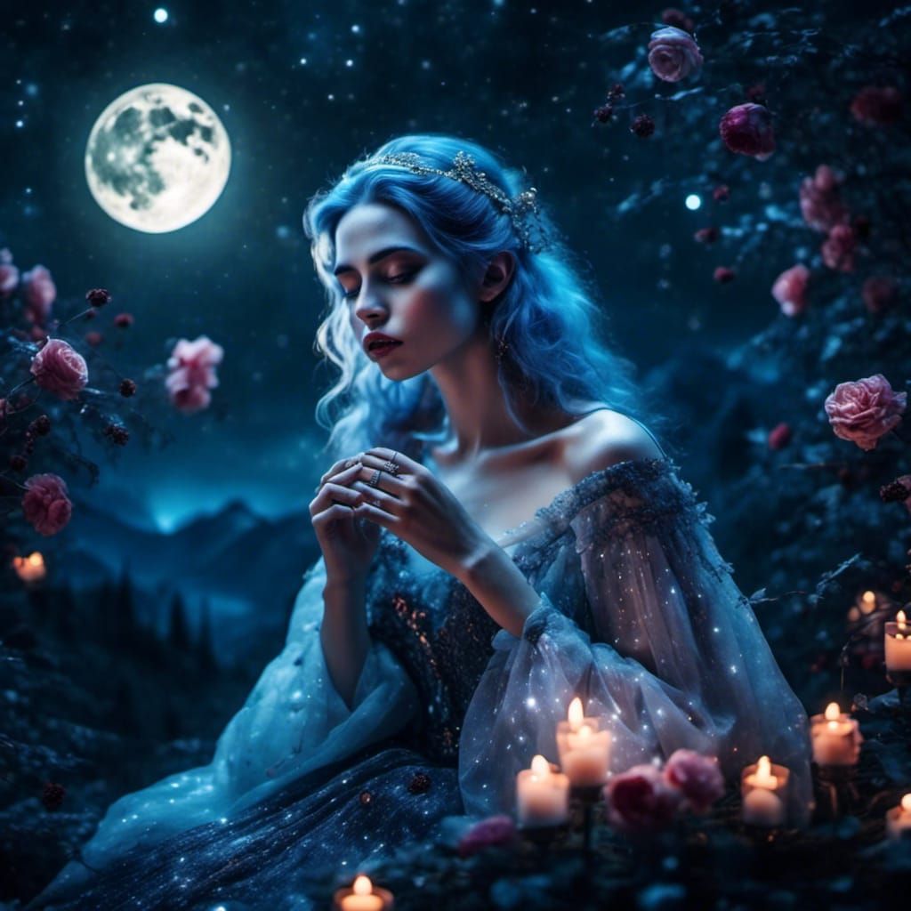 Pale Vampire in Moonlight with Sparkle Effect