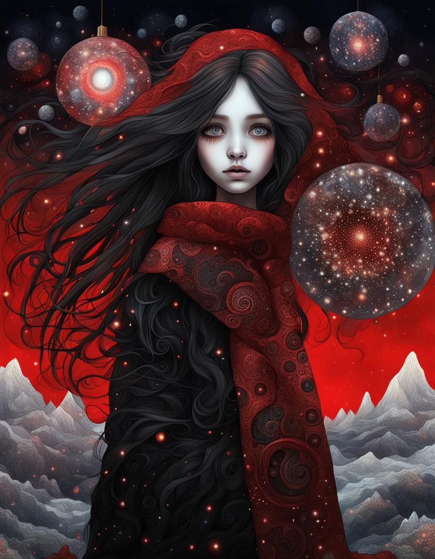 Fantasy Girl with Shining Eyes in Digital Art