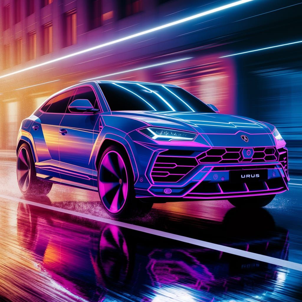Lamborghini Urus in Cyberpunk Futurism