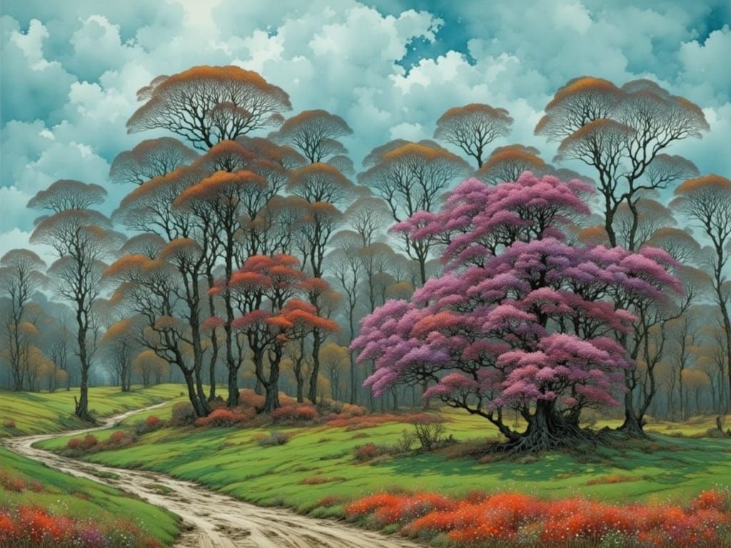 Vibrant Landscape in Impressionist Style