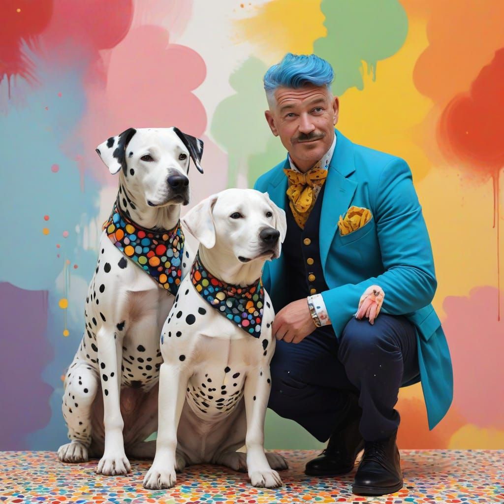 Handsome man with dogs