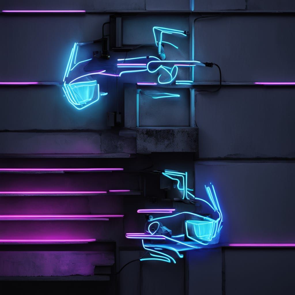Surreal Neon Creature in Tron-Inspired Digital Art