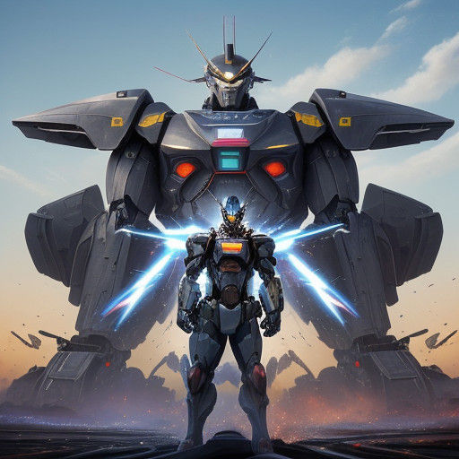 Cyberpunk Mobile Suit Dominates Desert Landscape in Anime St...