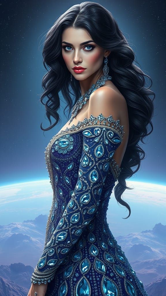 Sapphire Goddess on an Iridescent Horizon