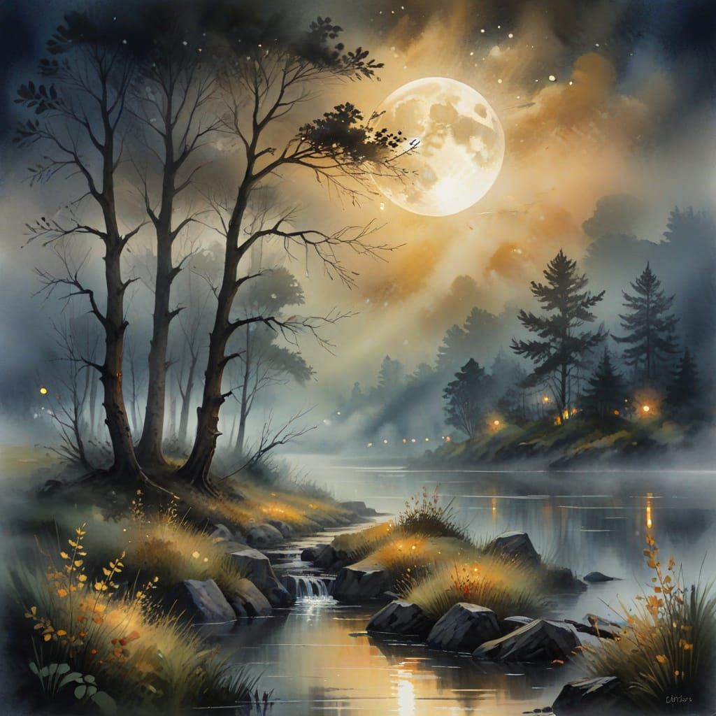 Full moon above water