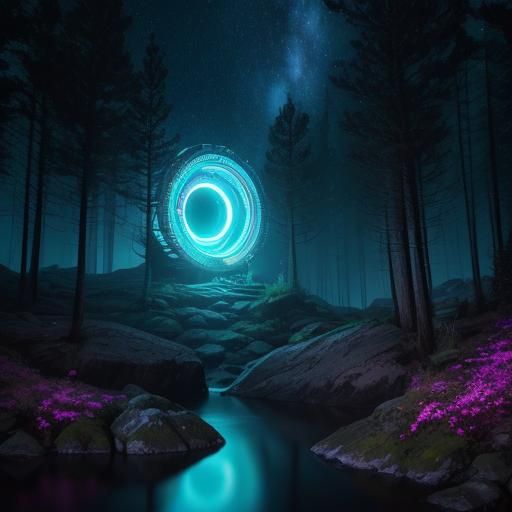 Mysterious Interdimensional Portal Beckons in Rainy Forest