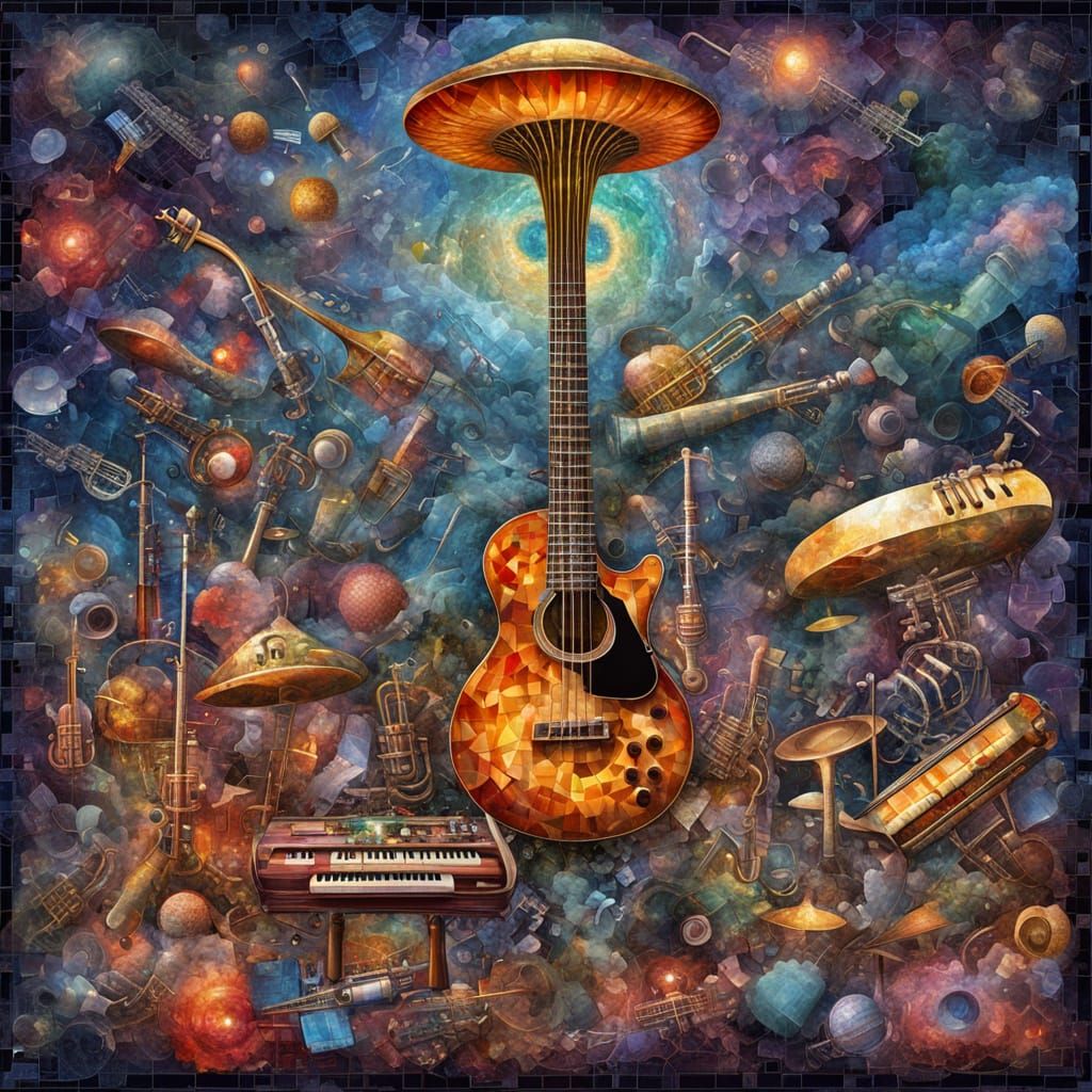 Surreal Nuclear Explosion Assemblage in Cosmic Mixed Media