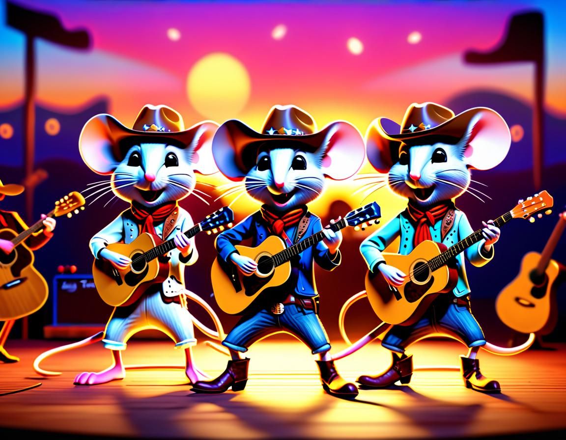 Mice Band Performs Country Concert in Pixar Style