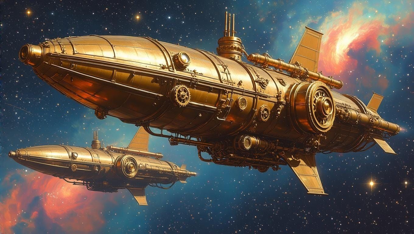 Colossal Steampunk Space Ships Sail the Cosmos