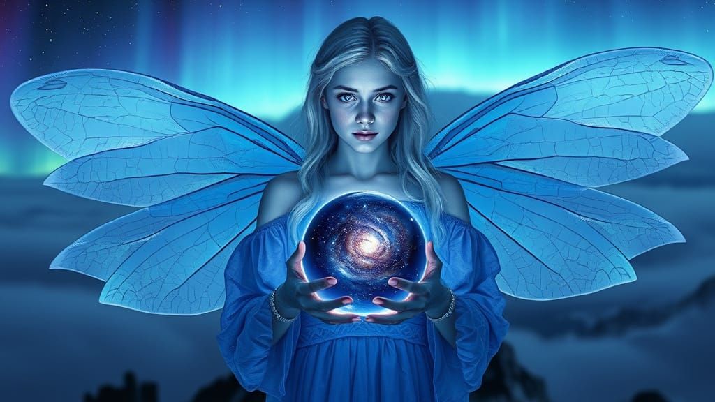 Ethereal Indigo Fairy with Cracked Porcelain Skin