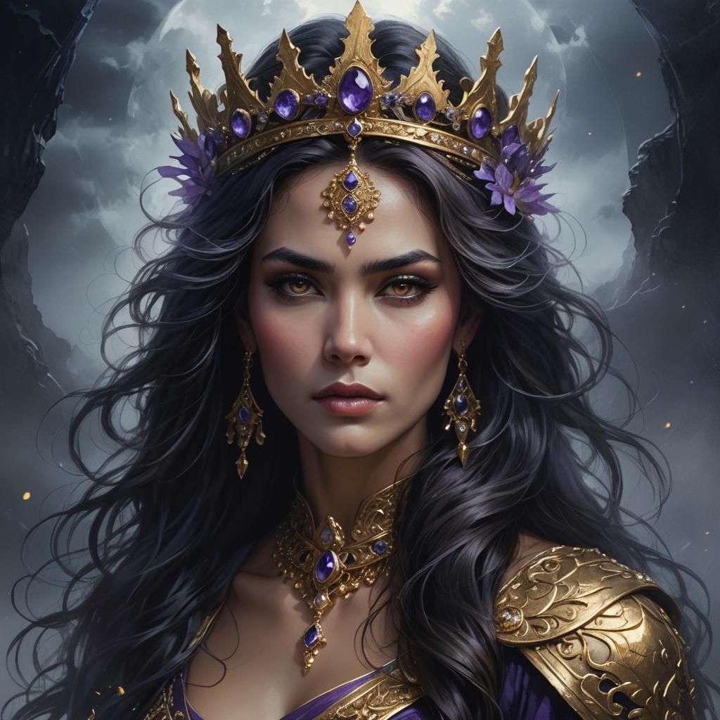 Majestic Woman Portrait in Dramatic Moonlight