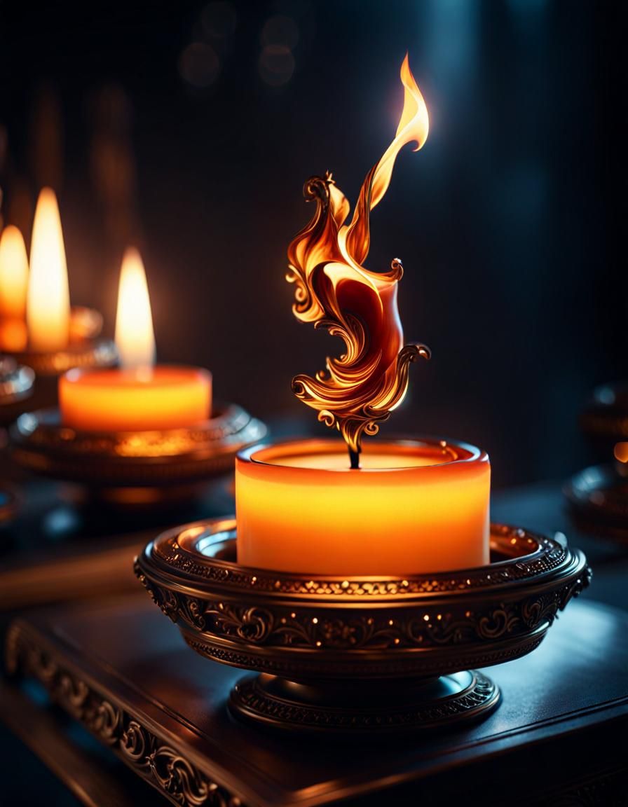 Dancing Woman Candle Flame in Volumetric Lighting