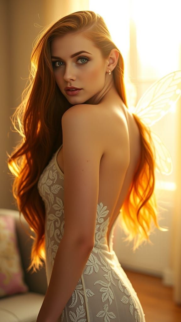 Fiery Redhead Radiates Strength in Sunlit Room