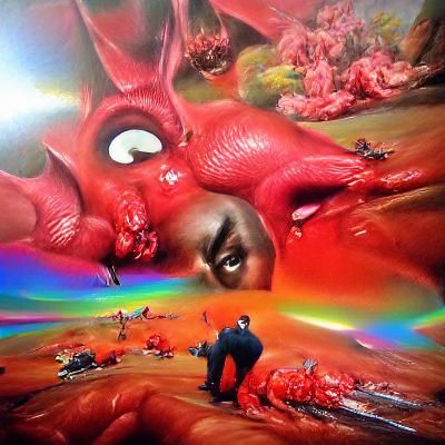 Surreal Satan in Psychedelic Gore: 8k Resolution