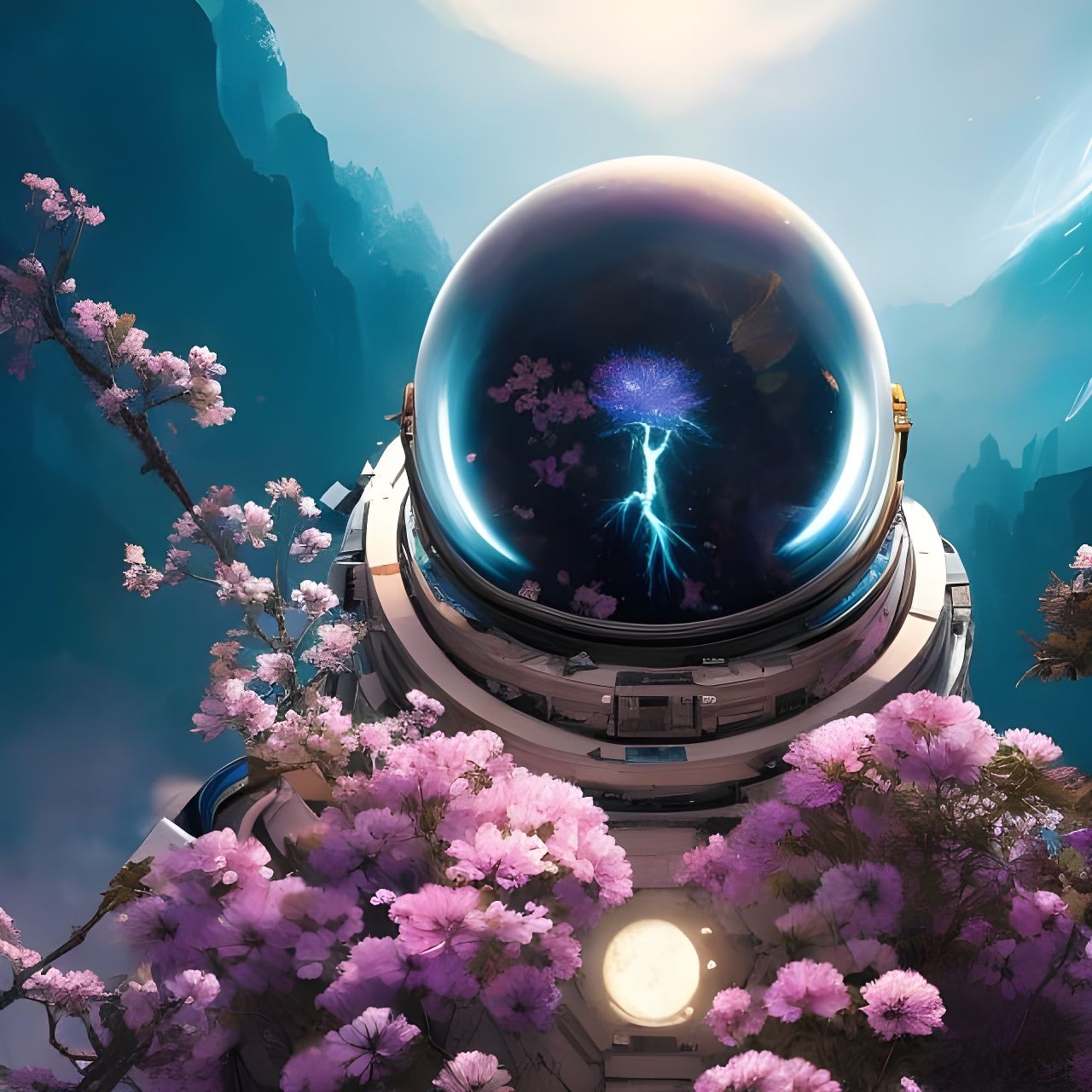 Fractured Flower Astronaut in Celestial Space