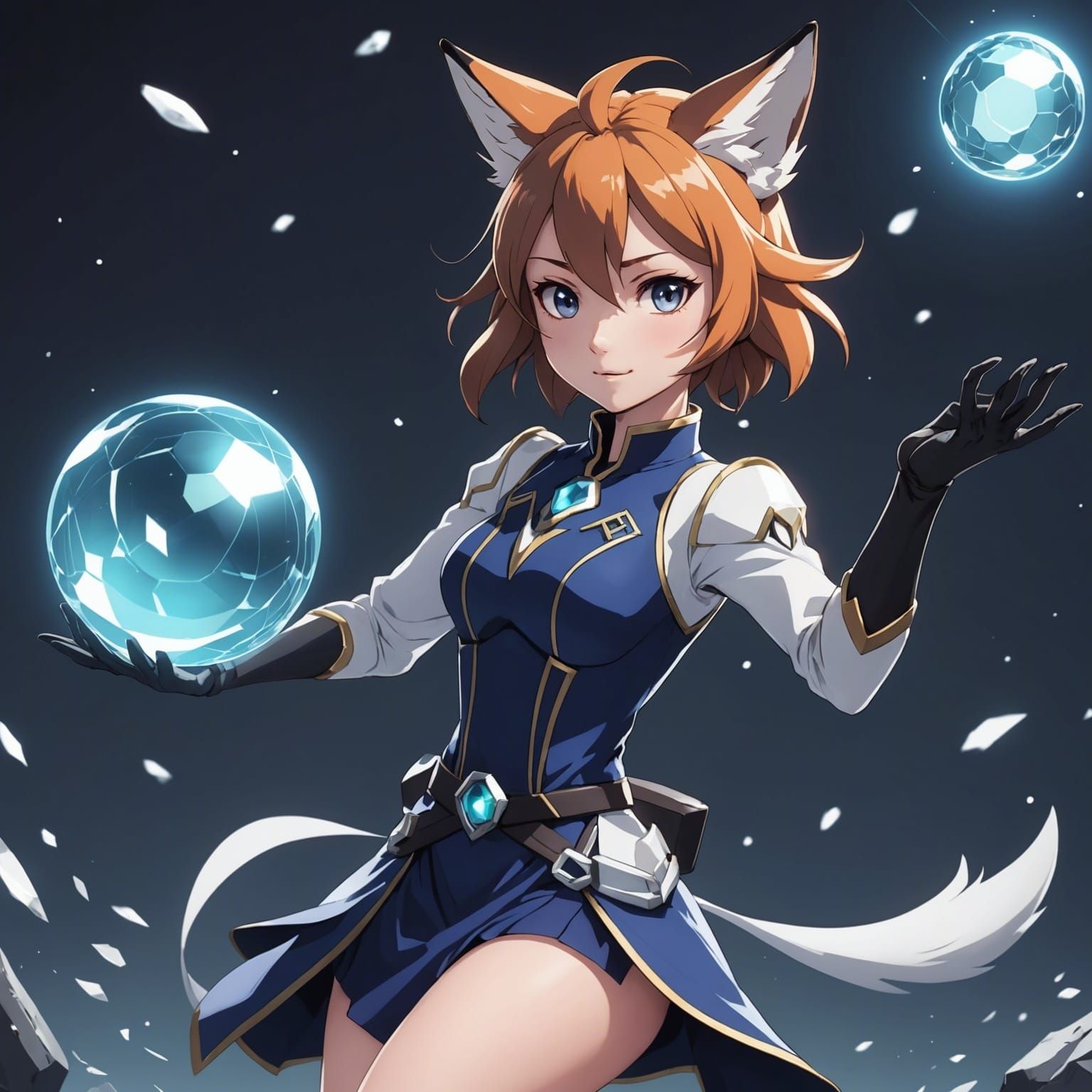 Anime Fox Girl with Ender Pearl, Cel-Shaded Style