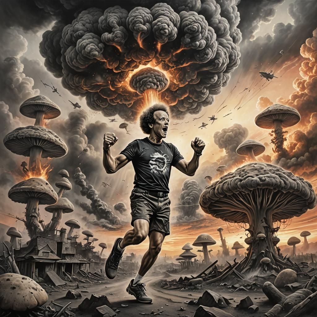 Richard Simmons in a Wasteland: Epic Charcoal Drawing