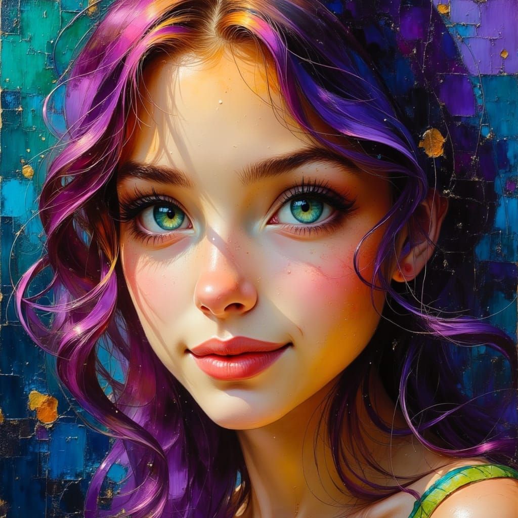 Striking Portrait of a Young Woman with Colorful Eyes