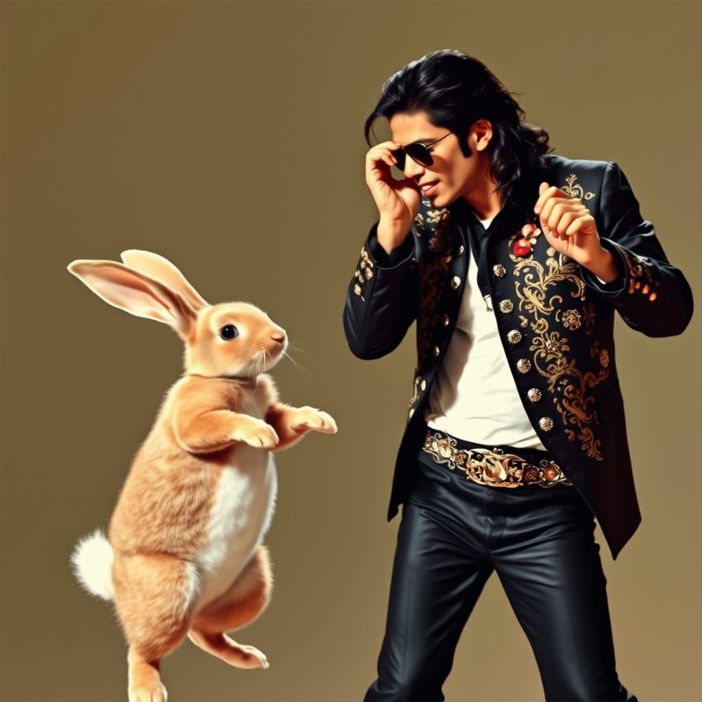 Michael Jackson Dancing with a Rabbit