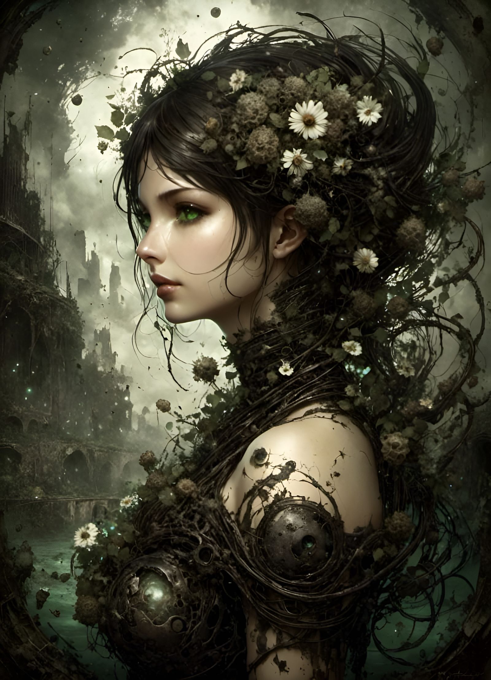 Goddess of Nature Portrait with Flowers