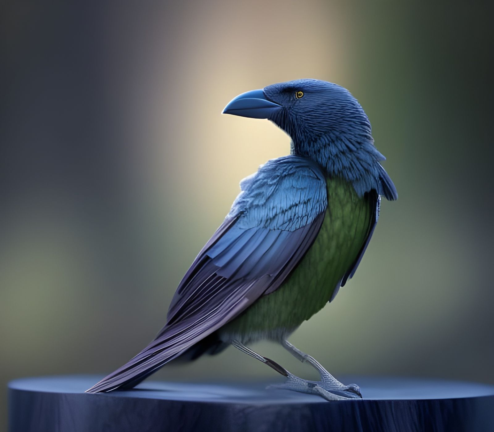 Raven Preening with Fractal Details in Digital Art