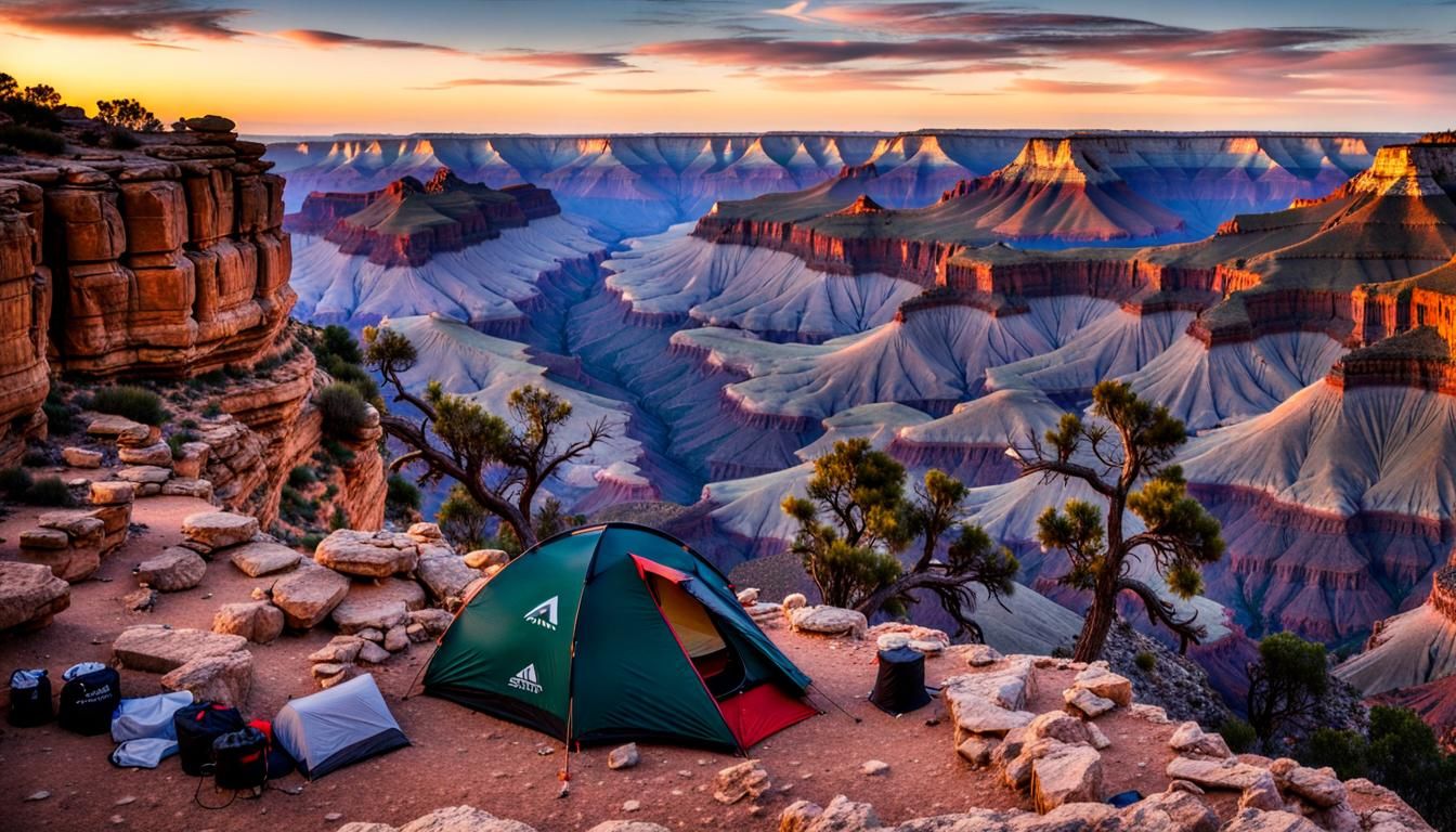 Grand Canyon Campsite at Sunset: A Scenic Vista