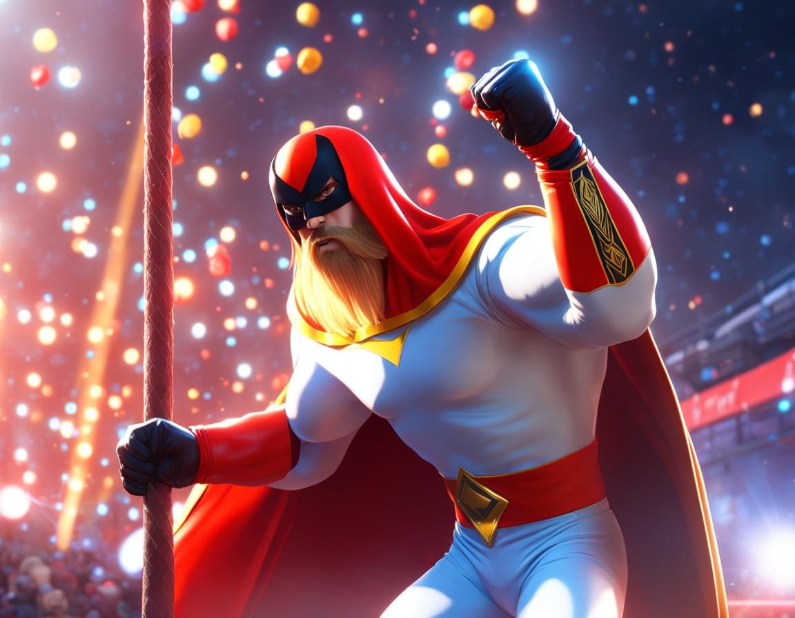 Space Ghost with Blonde Beard in Wrestling Ring